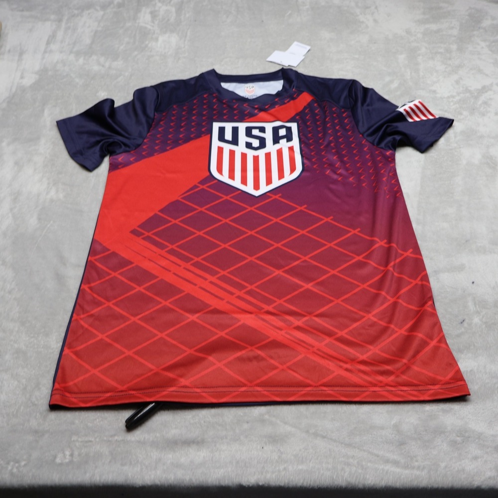 US Soccer Shirt Mens Small Blue Team USA Football V-Neck Athletic Jersey $25 NEW